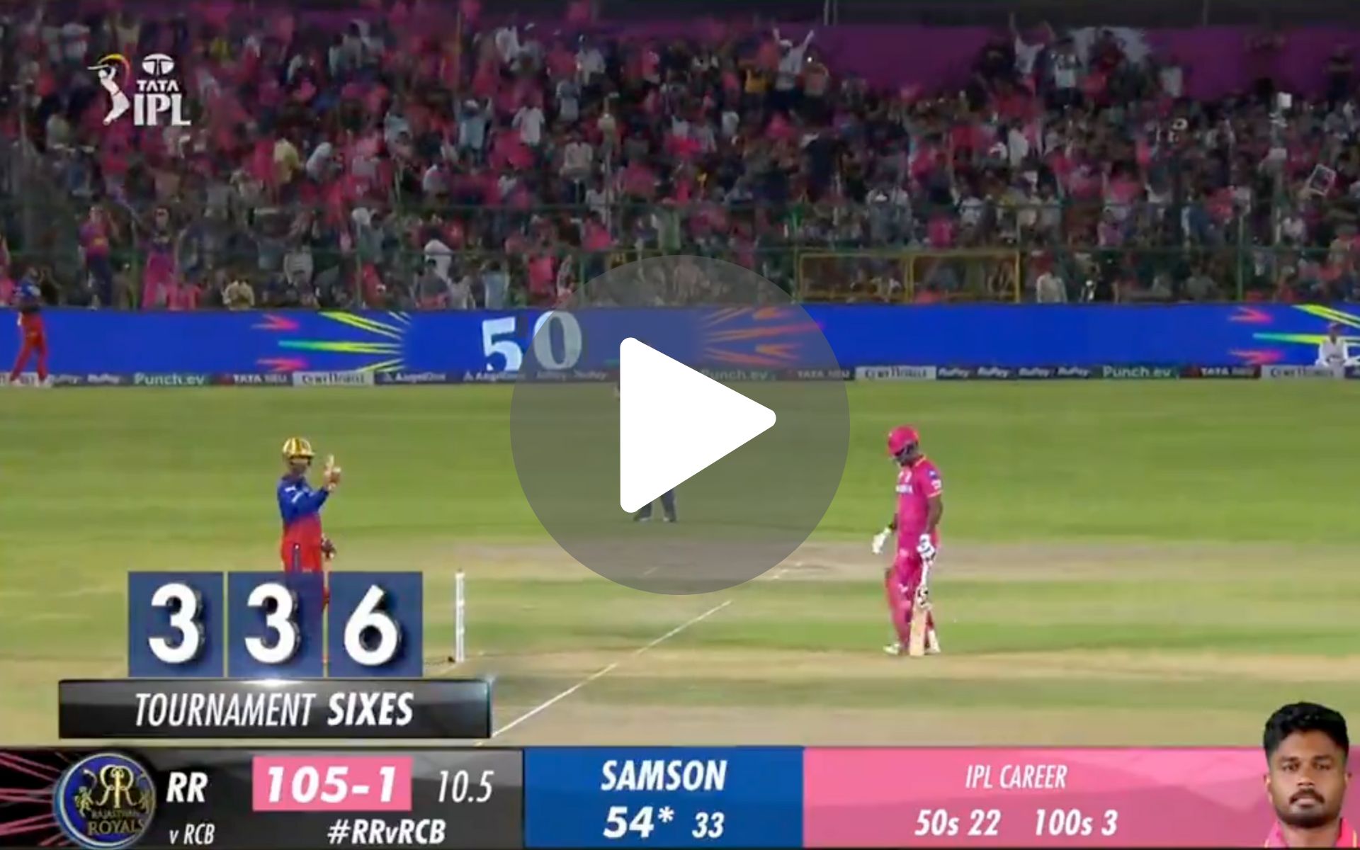 [Watch] Sanju Samson Smashes Sixer To Complete 50; Spoils Virat Kohli's Century Party